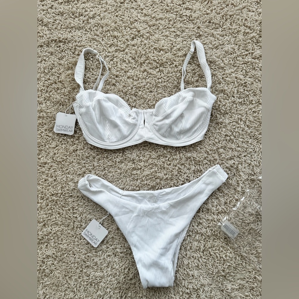 Monday Swimwear Clovelly Ribbed White Bikini Set